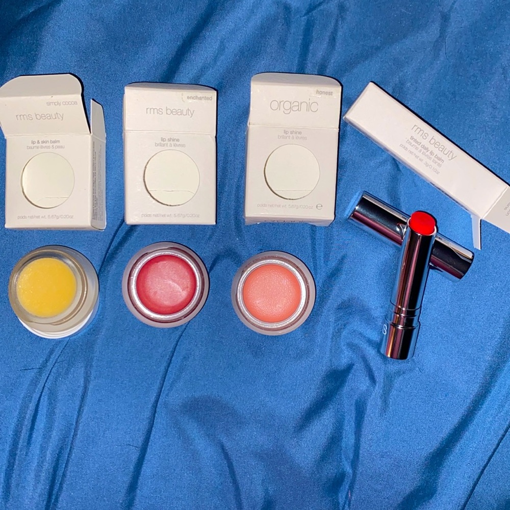 Lot of RMS Beauty lip products - balm, shine (2) and tinted balm - all NIB